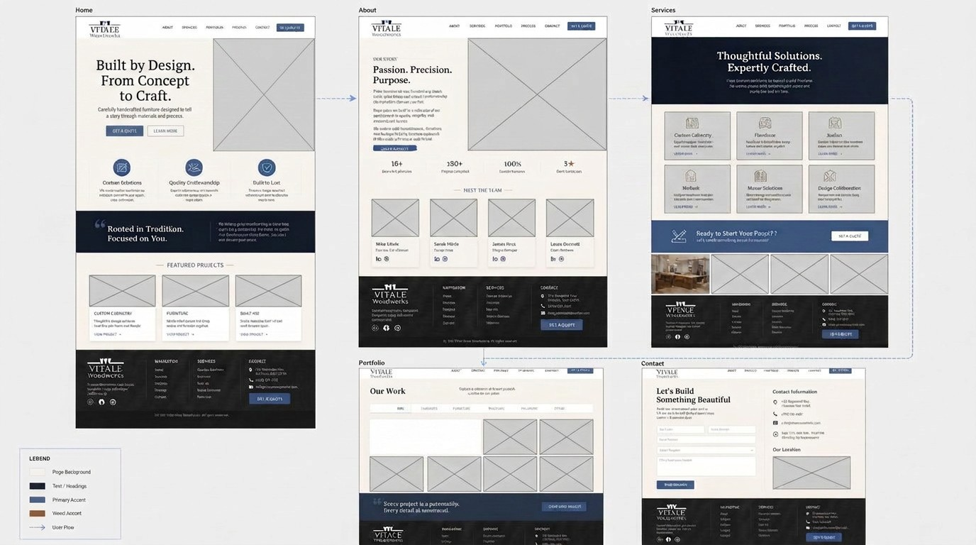 Vitale Woodworks high-fidelity website design