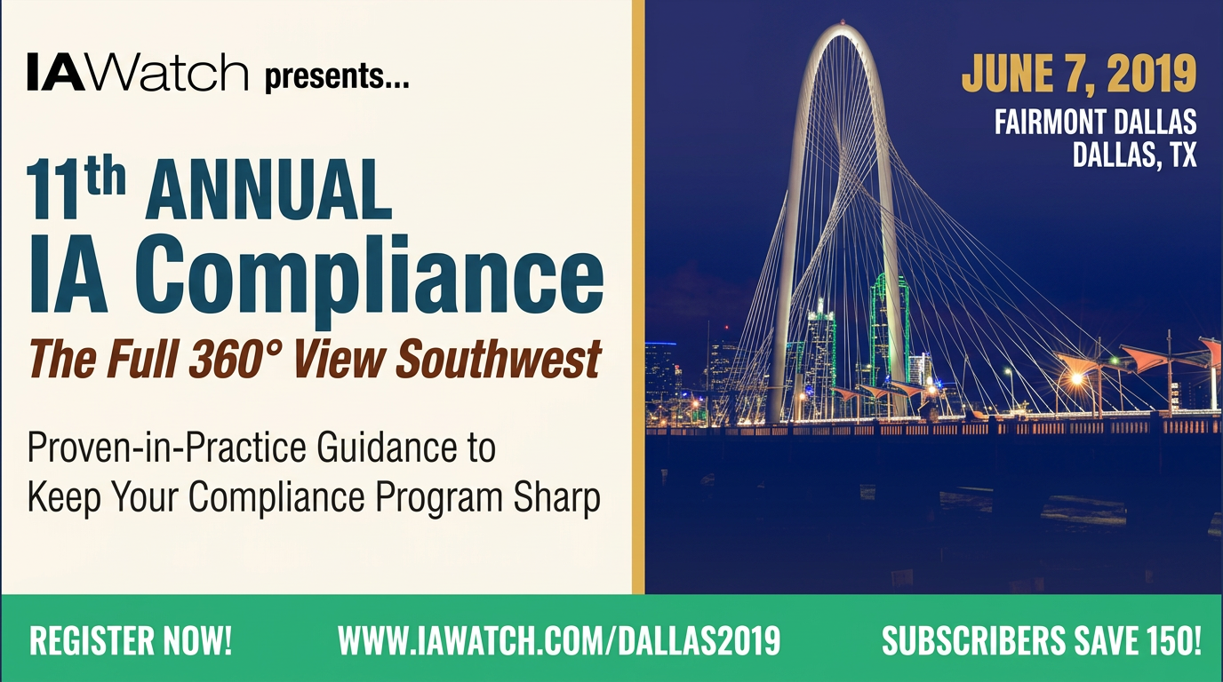 IA Compliance Southwest promotion featuring the Dallas skyline and bridge with event and registration information
