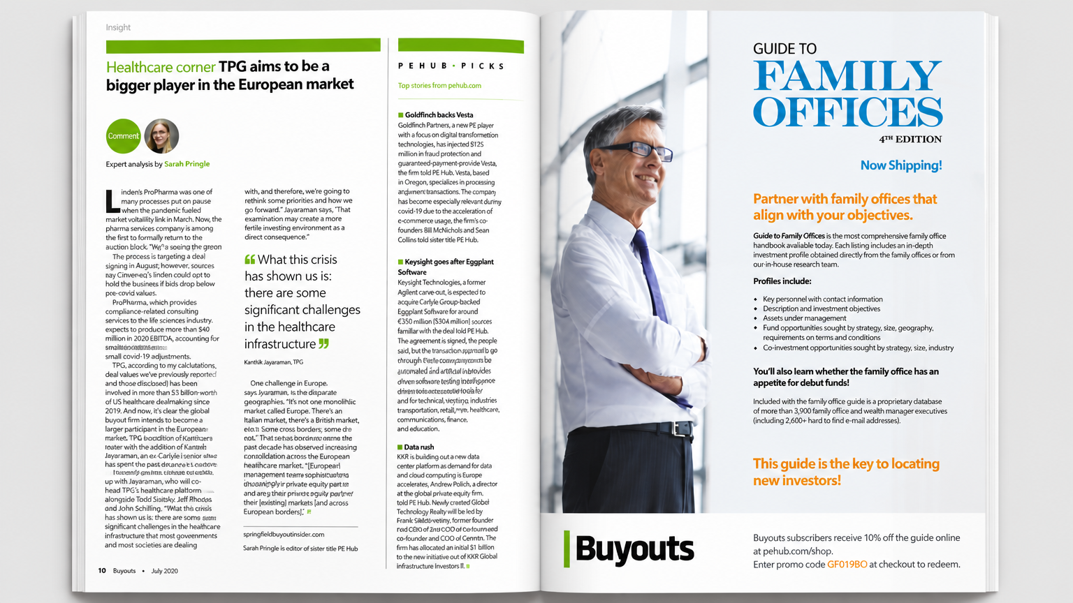 Buyouts Magazine editorial spread